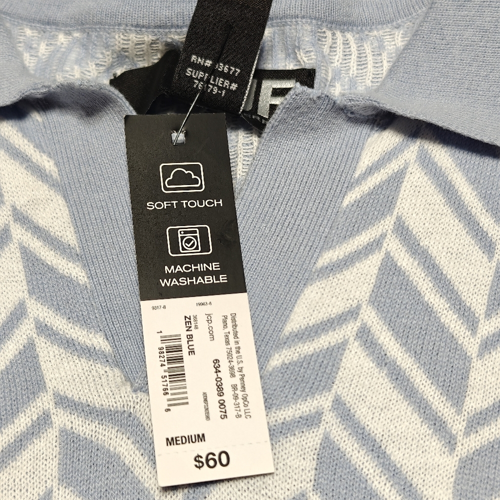 J. Ferrar Johnny Collar Mens Short Sleeve Polo Sweater NWT Size M - Picture 7 of 7